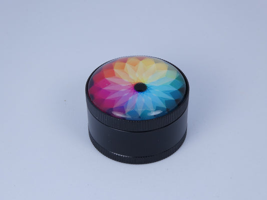 Small Metal 4-Piece Colorful Flower Pattern 3D Grinder